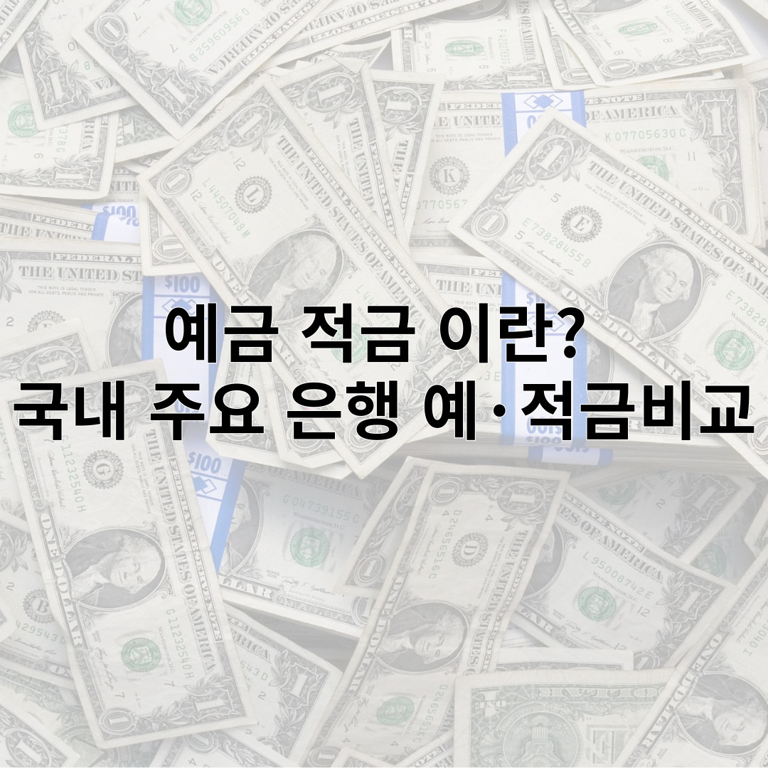 예금 적금 이란?  국내 주요 은행 예·적금 비교